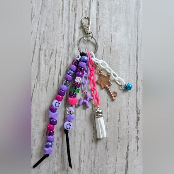 Hand Crafted Accessories - Colorful Beaded Keychain/Bag Charm with Fun Charms